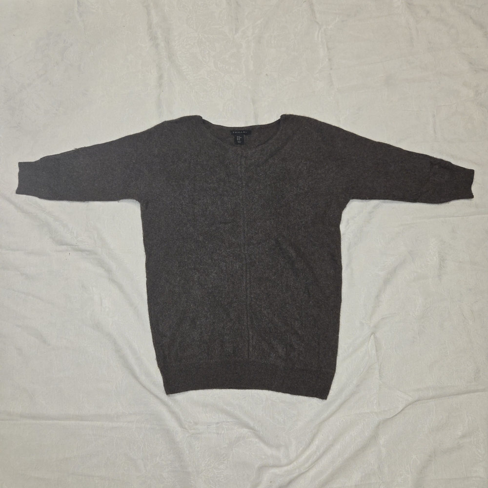 Tahari Women's Dark Brown, Butter Soft V-Neck Sweater